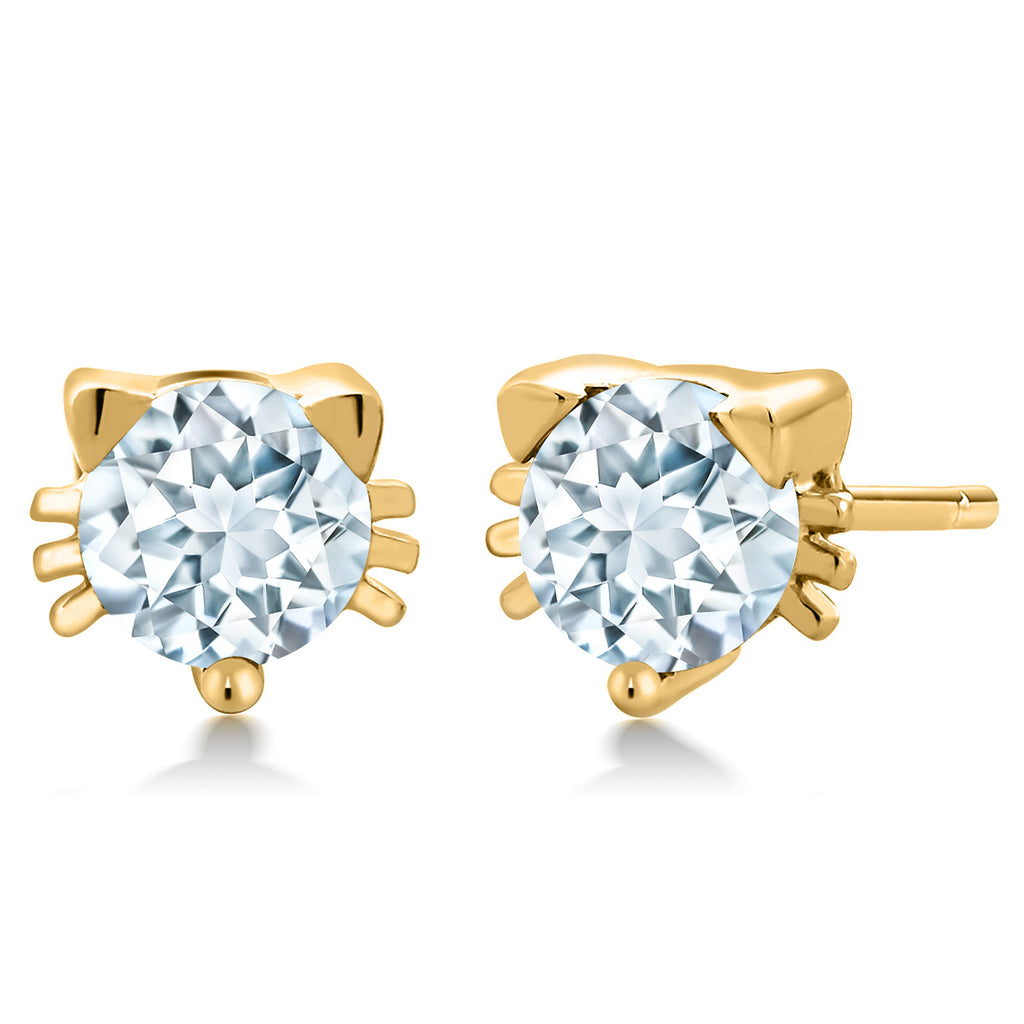 Aquamarine - March_18K Yellow Gold Plated Silver_Earrings in 18K Yellow Gold Plated Silver
