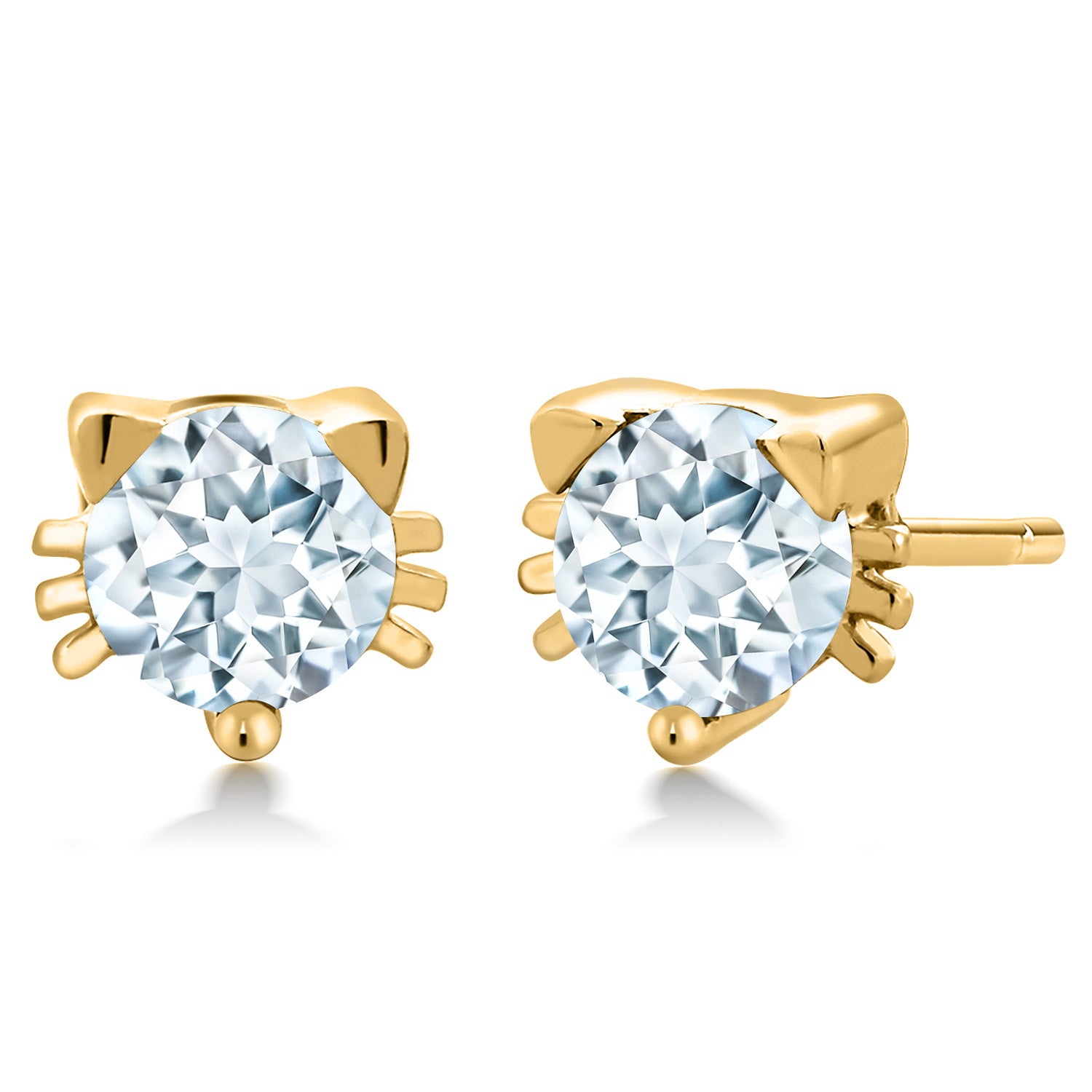 Aquamarine - March_Yellow Gold Plated Silver