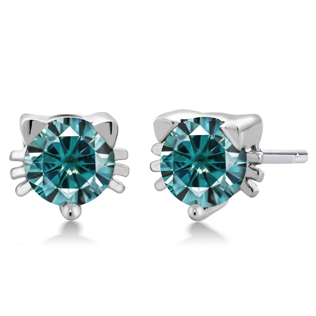 Blue Moissanite - April_925 Sterling Silver_Earrings in 925 Sterling Silver