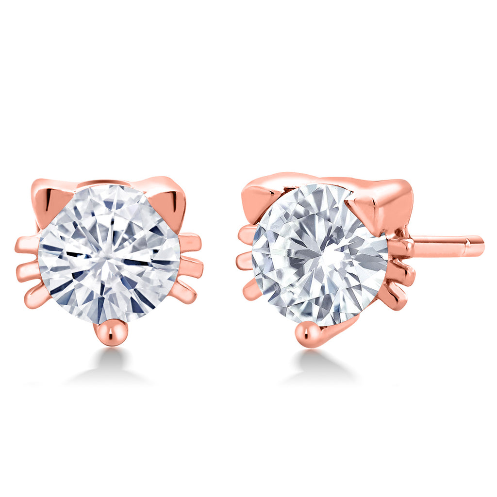 White Moissanite - April_18K Rose Gold Plated Silver_Earrings in 18K Rose Gold Plated Silver