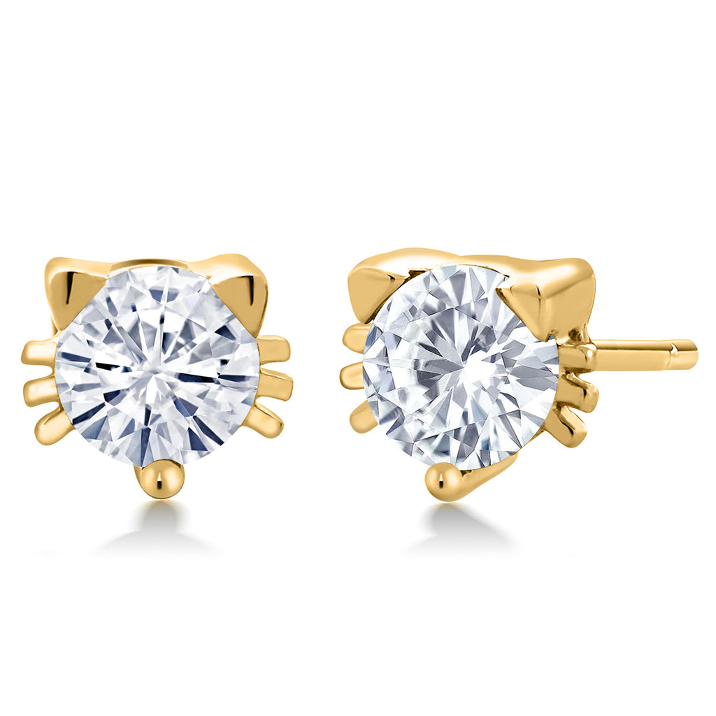 White Moissanite - April_18K Yellow Gold Plated Silver_Earrings in 18K Yellow Gold Plated Silver
