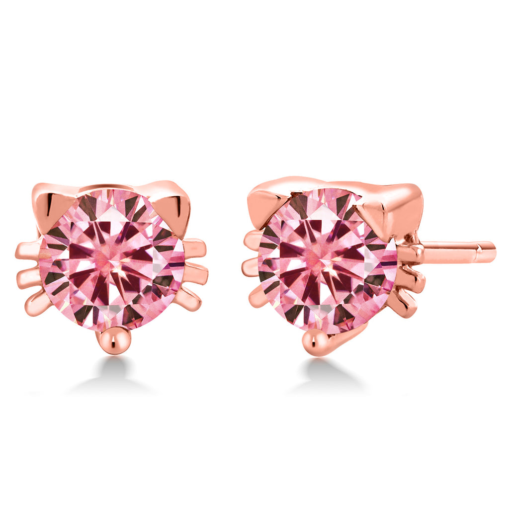 Pink Moissanite - April_18K Rose Gold Plated Silver_Earrings in 18K Rose Gold Plated Silver