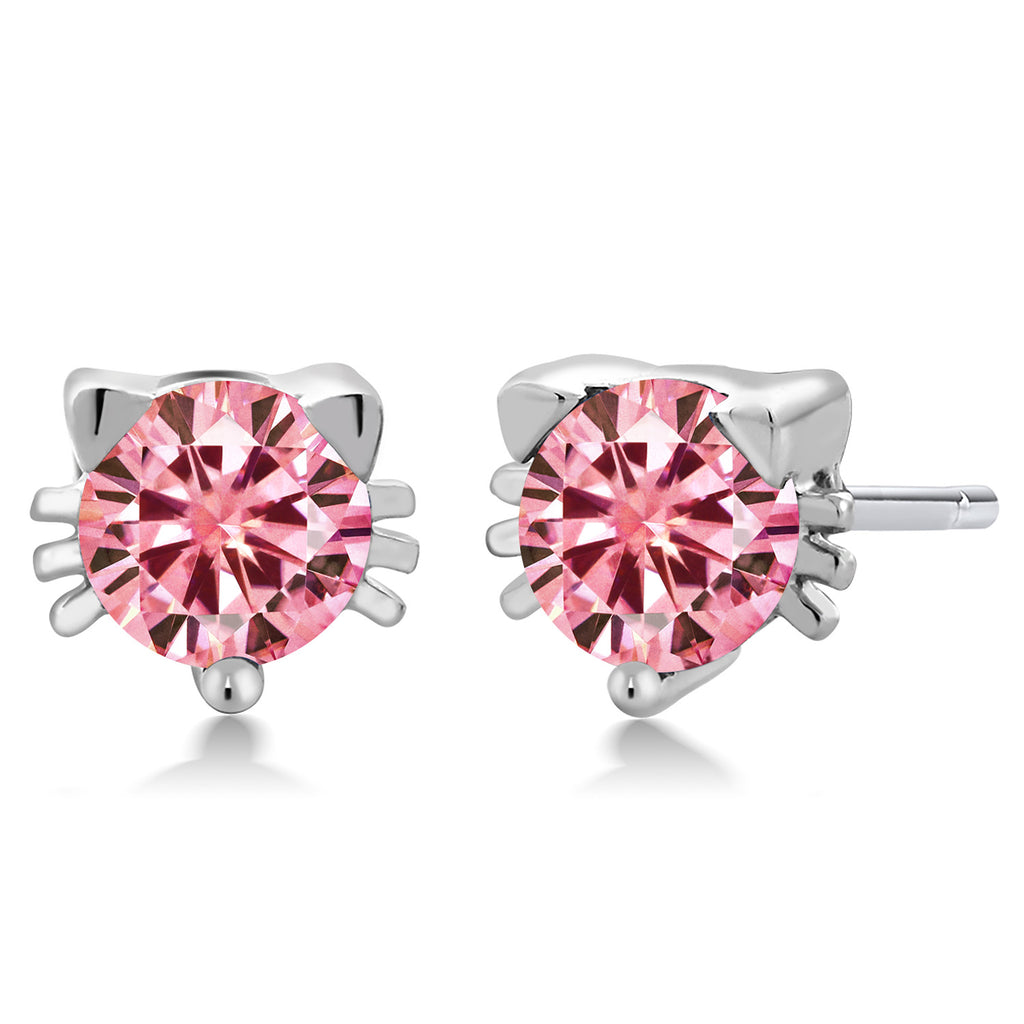 Pink Moissanite - April_925 Sterling Silver_Earrings in 925 Sterling Silver
