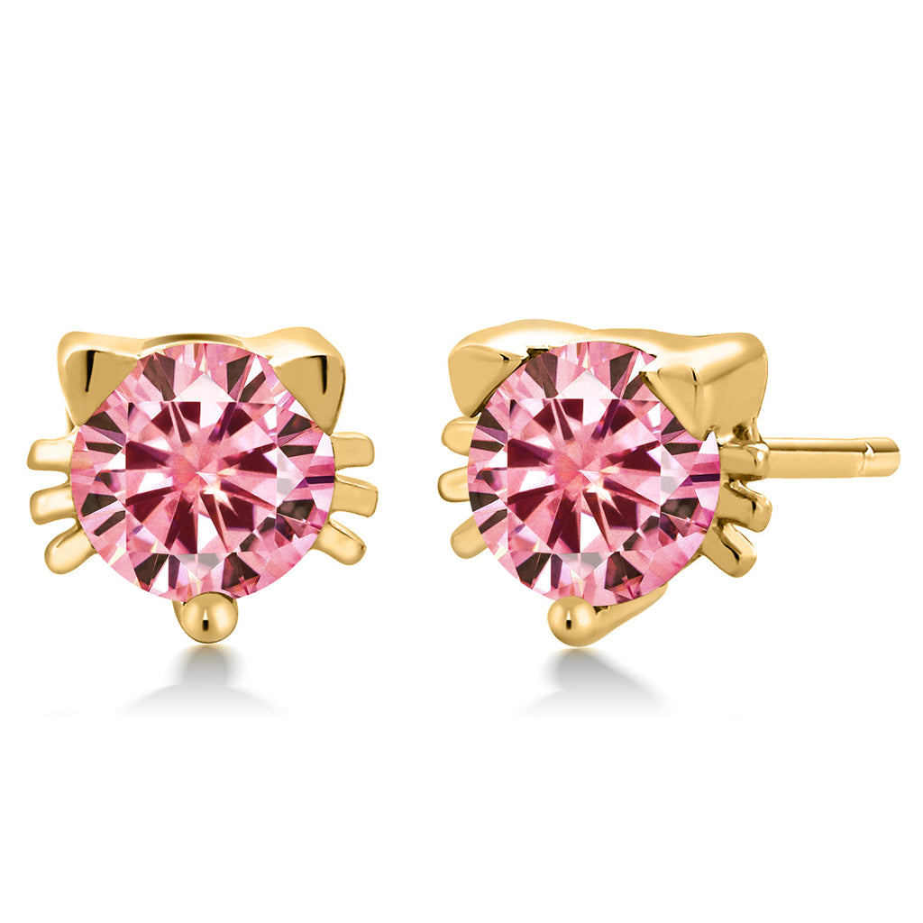 Pink Moissanite - April_18K Yellow Gold Plated Silver_Earrings in 18K Yellow Gold Plated Silver