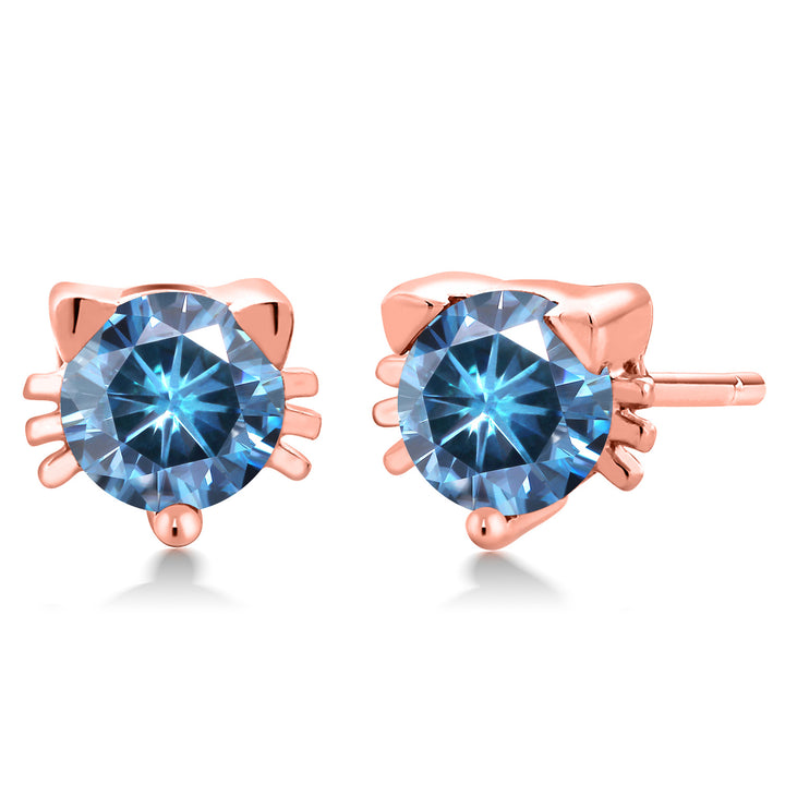 Persian Blue Moissanite - April_Rose Gold Plated Silver