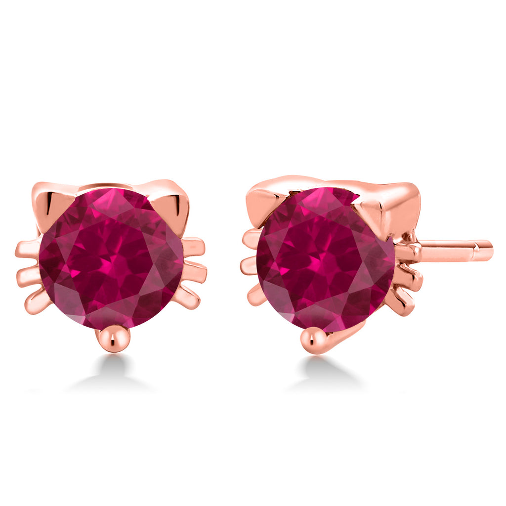 Created Ruby - July_18K Rose Gold Plated Silver_Earrings in 18K Rose Gold Plated Silver