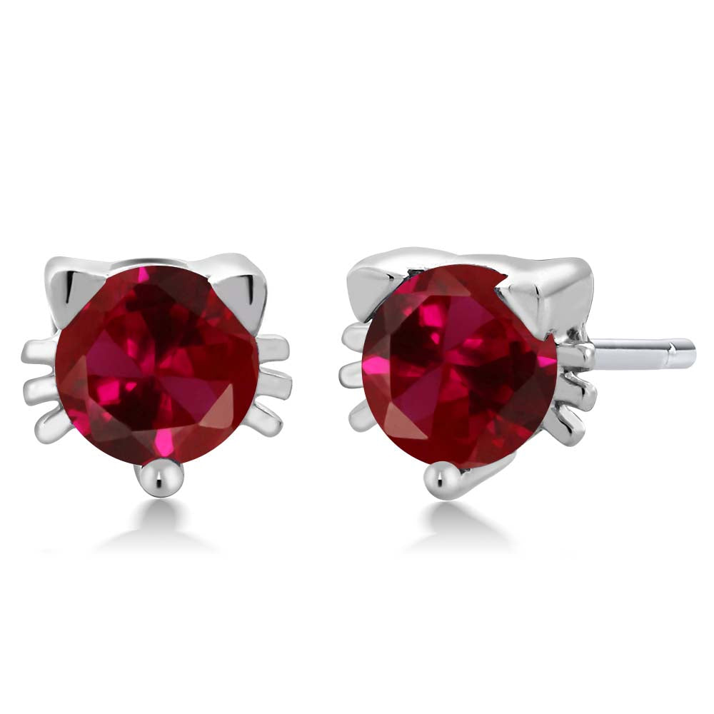 Created Ruby - July_925 Sterling Silver_Earrings in 925 Sterling Silver