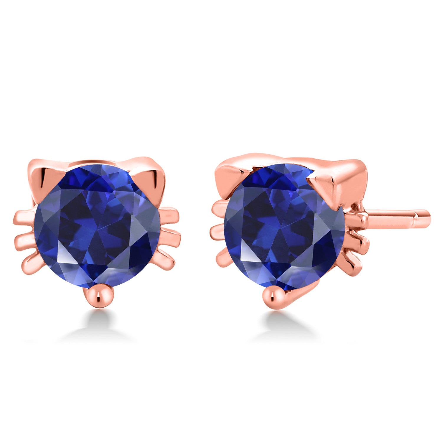 Blue Created Sapphire - September_Rose Gold Plated Silver