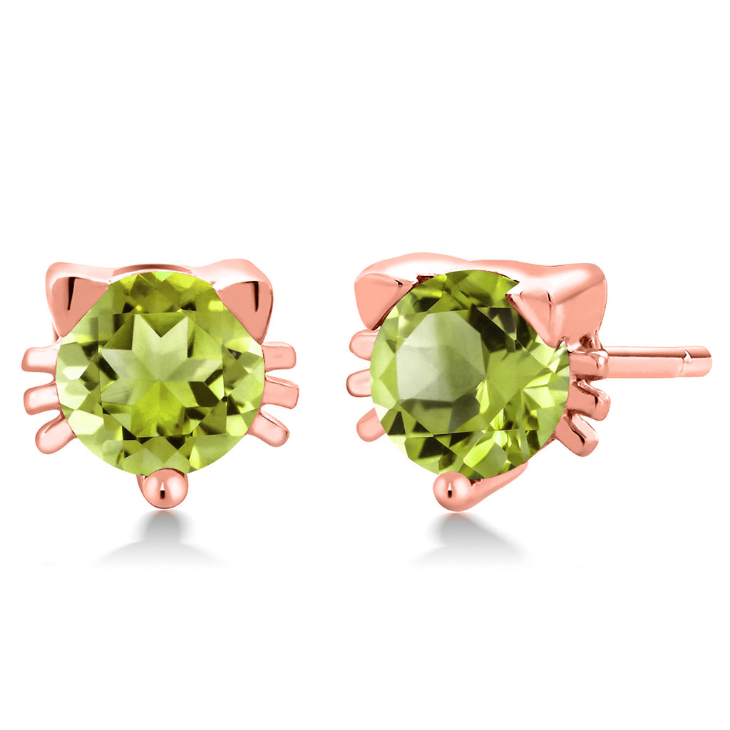 Peridot - August_18K Rose Gold Plated Silver_Earrings in 18K Rose Gold Plated Silver