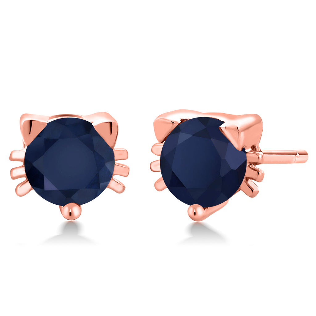Blue Sapphire - September_18K Rose Gold Plated Silver_Earrings in 18K Rose Gold Plated Silver