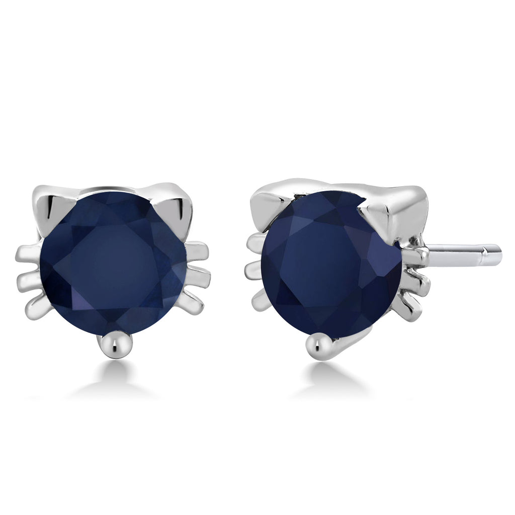 Blue Sapphire - September_925 Sterling Silver_Earrings in 925 Sterling Silver