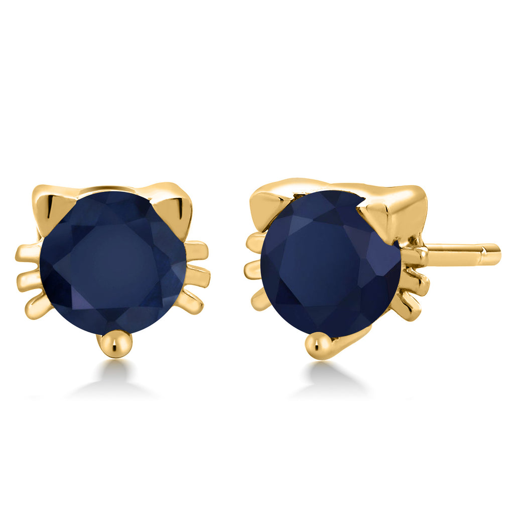 Blue Sapphire - September_18K Yellow Gold Plated Silver_Earrings in 18K Yellow Gold Plated Silver