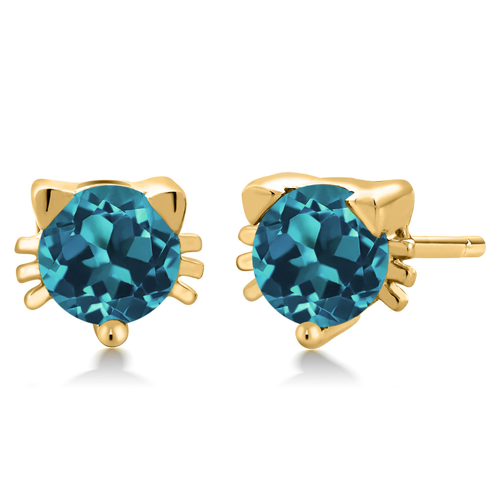 London Blue Topaz - November_18K Yellow Gold Plated Silver_Earrings in 18K Yellow Gold Plated Silver