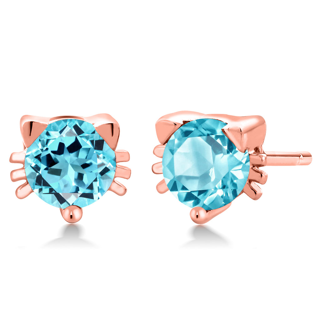 Swiss Blue Topaz - November_18K Rose Gold Plated Silver_Earrings in 18K Rose Gold Plated Silver