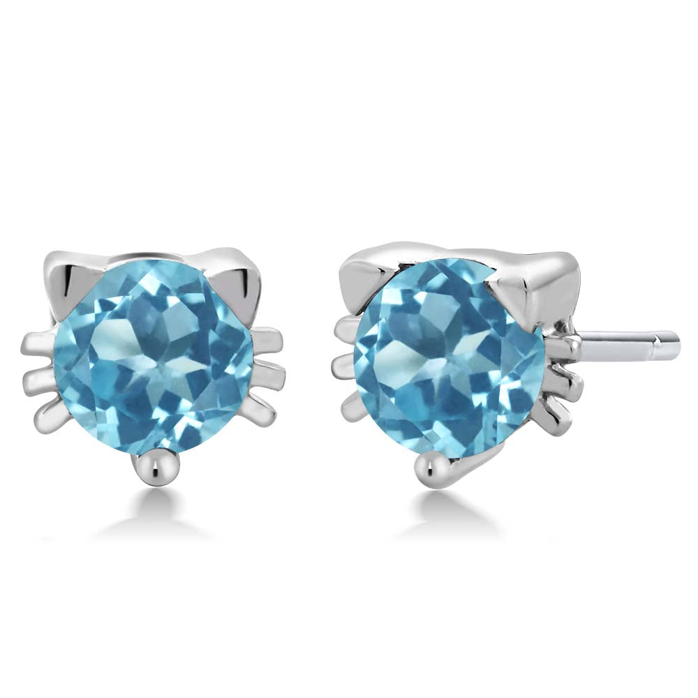 Swiss Blue Topaz - November_925 Sterling Silver_Earrings in 925 Sterling Silver