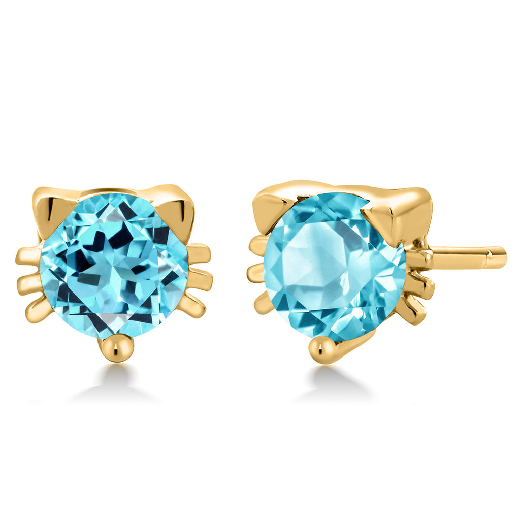 Swiss Blue Topaz - November_18K Yellow Gold Plated Silver_Earrings in 18K Yellow Gold Plated Silver