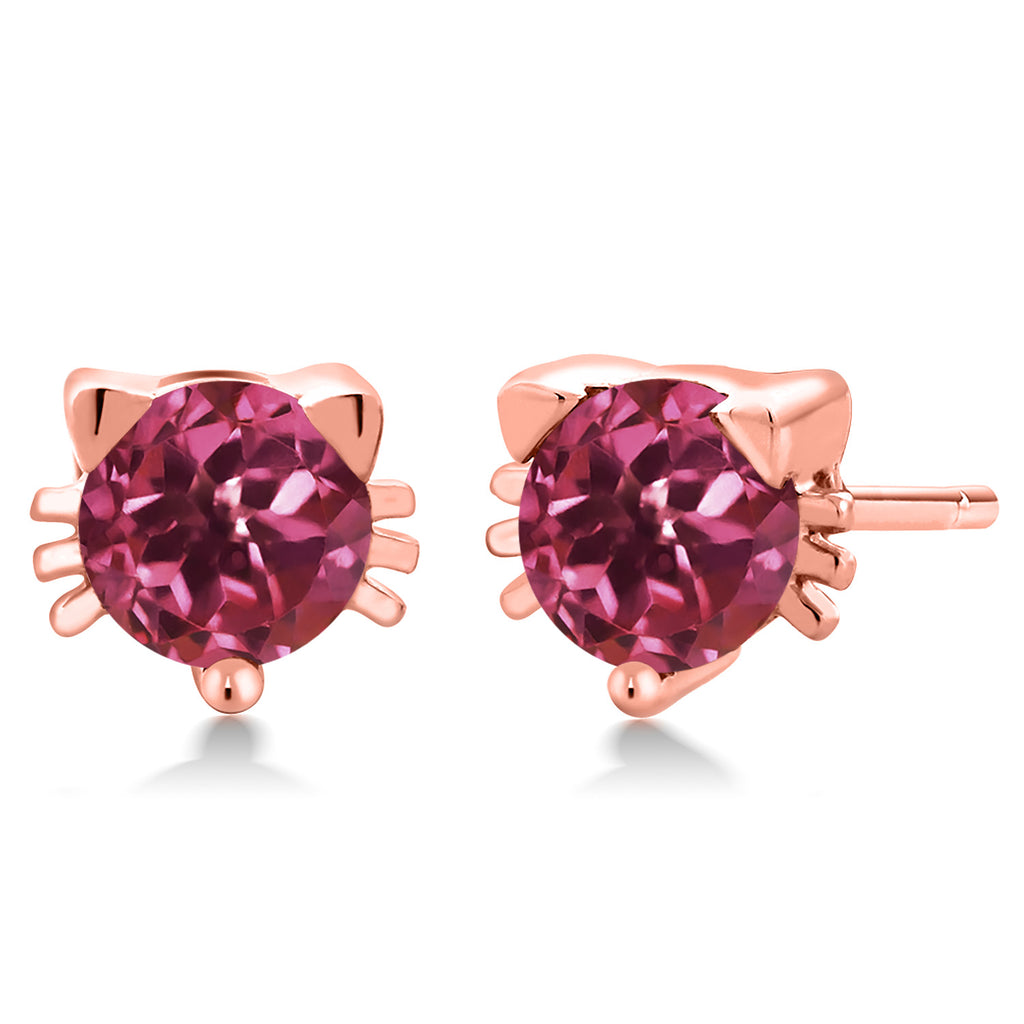 Pink Tourmaline - October_18K Rose Gold Plated Silver_Earrings in 18K Rose Gold Plated Silver