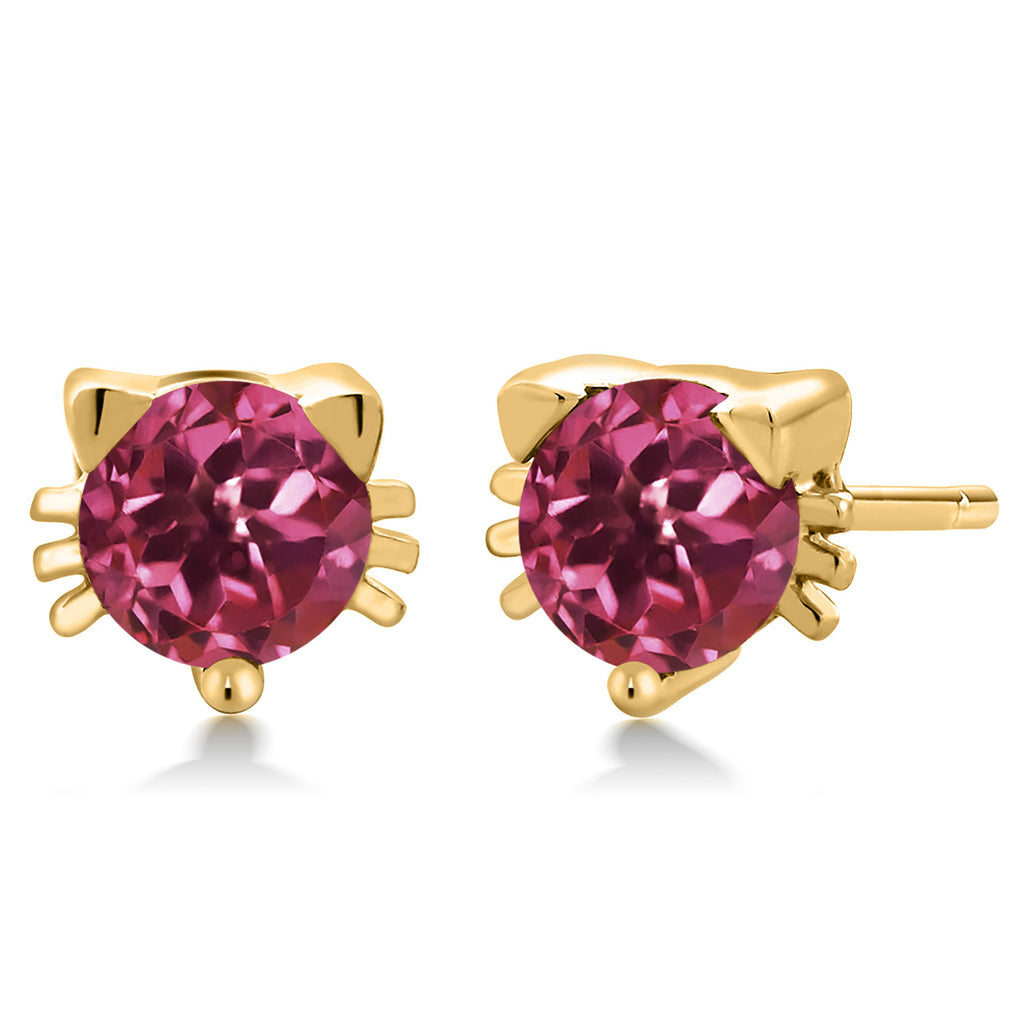 Pink Tourmaline - October_18K Yellow Gold Plated Silver_Earrings in 18K Yellow Gold Plated Silver