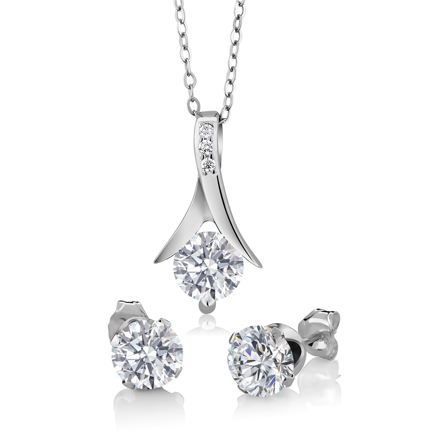 Pendant Earrings Set in 925 Sterling Silver
