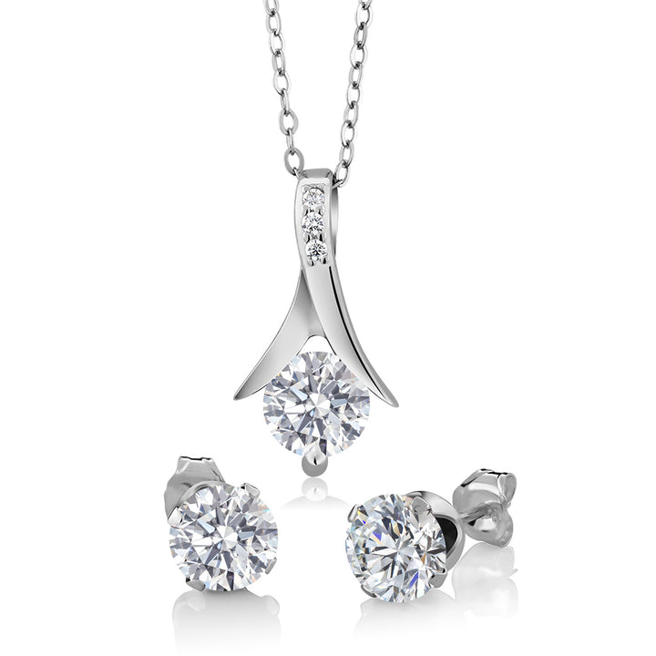 Pendant Earrings Set in 925 Sterling Silver