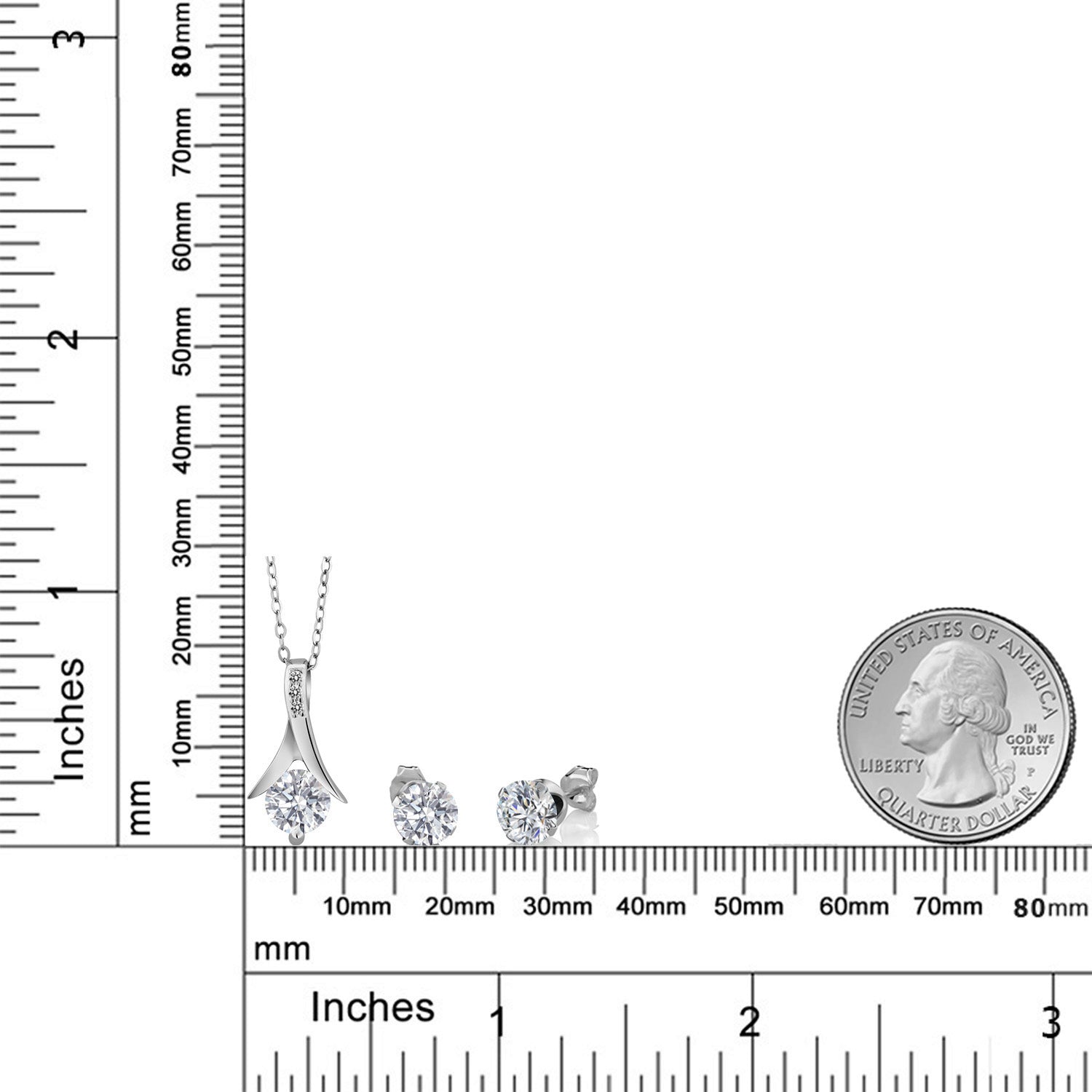 Pendant Earrings Set in 925 Sterling Silver