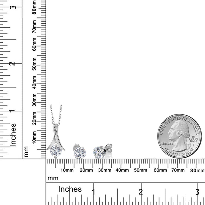 Pendant Earrings Set in 925 Sterling Silver