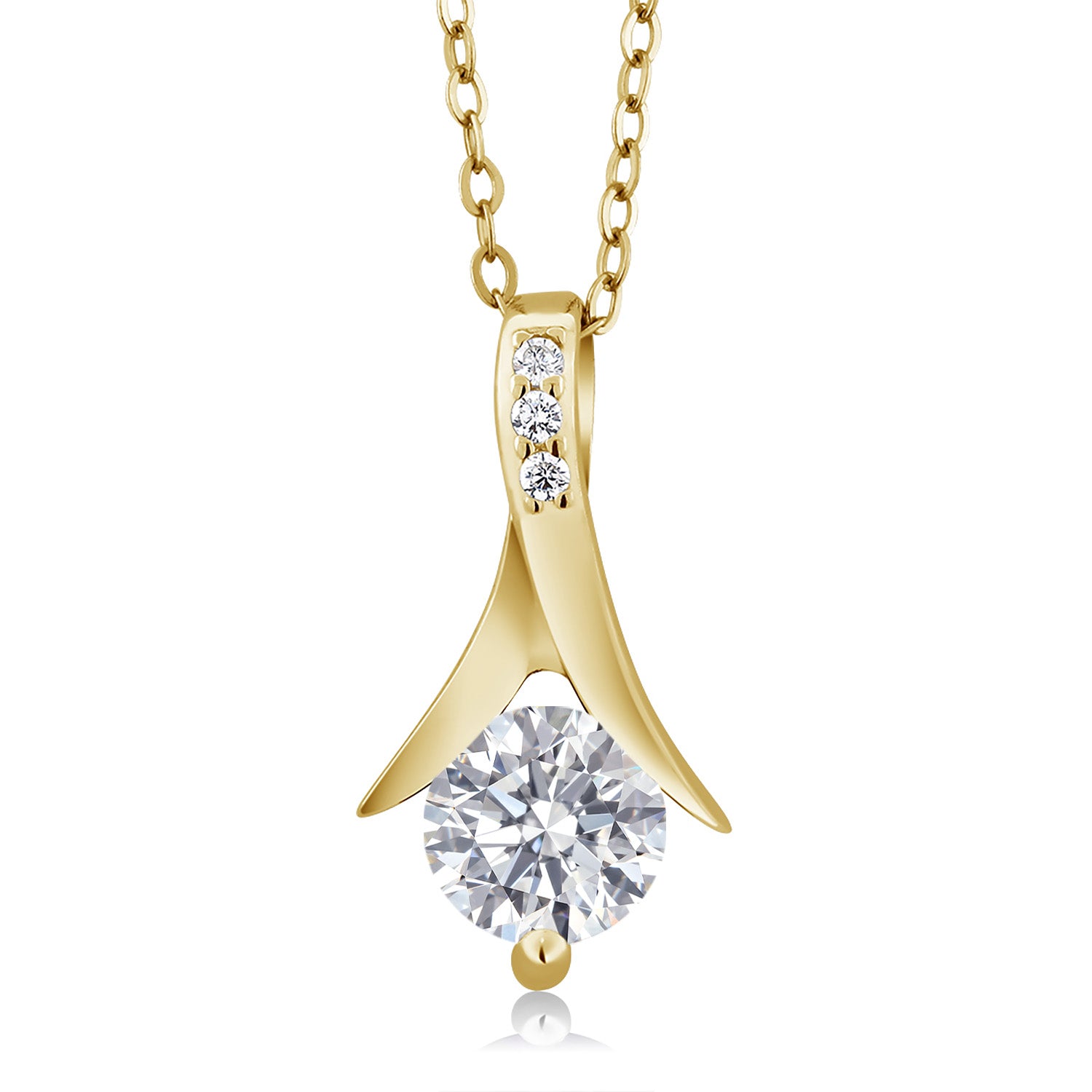 Pendant Earrings Set in 925 Yellow Gold Plated Silver