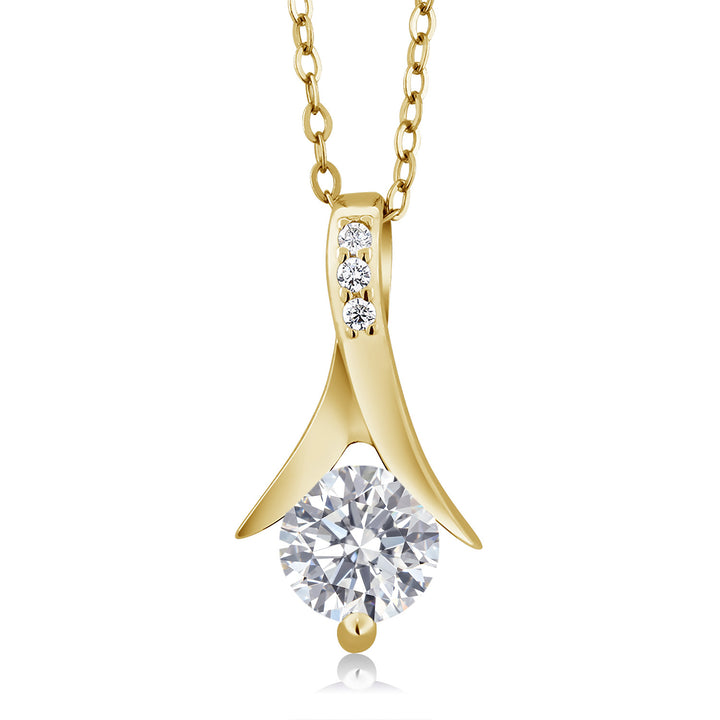 Pendant Earrings Set in 925 Yellow Gold Plated Silver