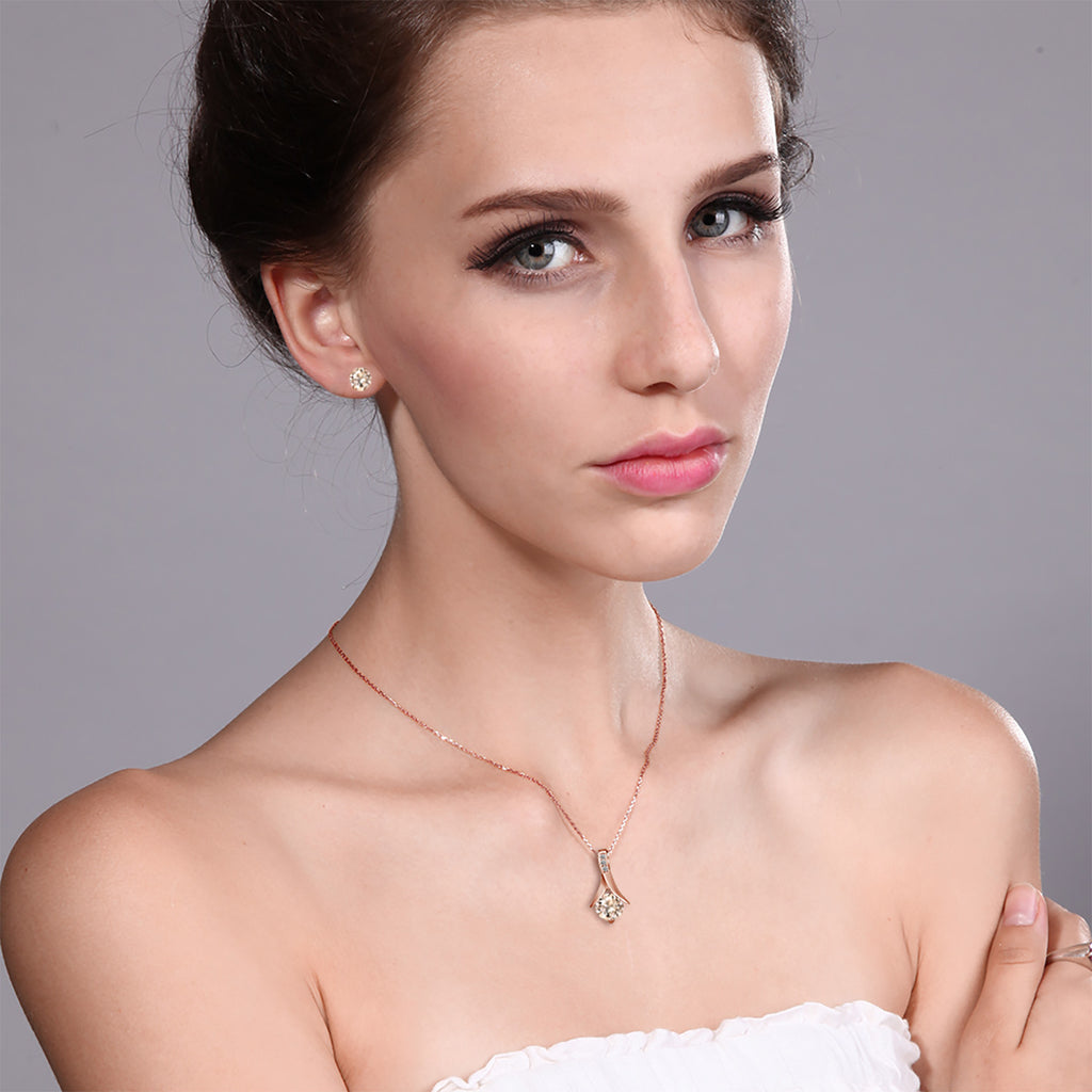 Pendant Earrings Set in 925 Rose Gold Plated Silver