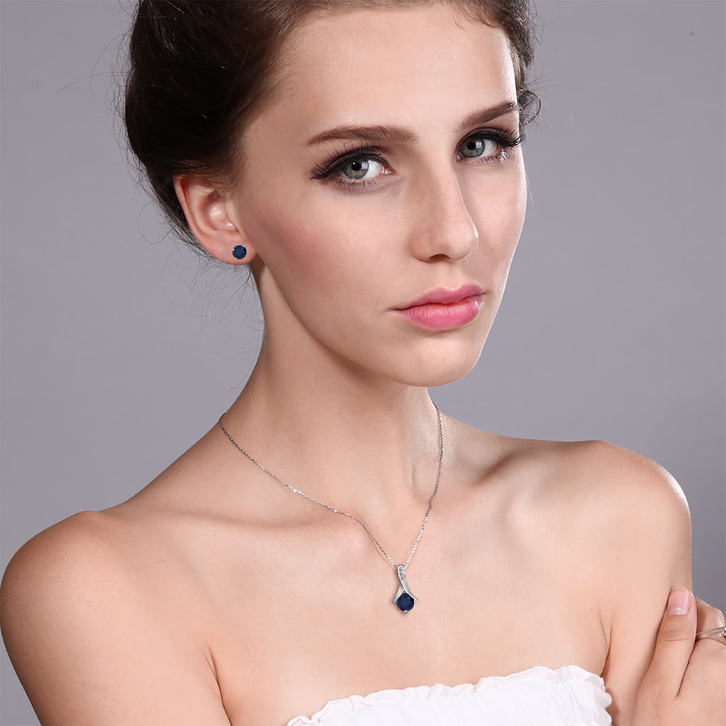 Pendant Earrings Set in 925 Sterling Silver