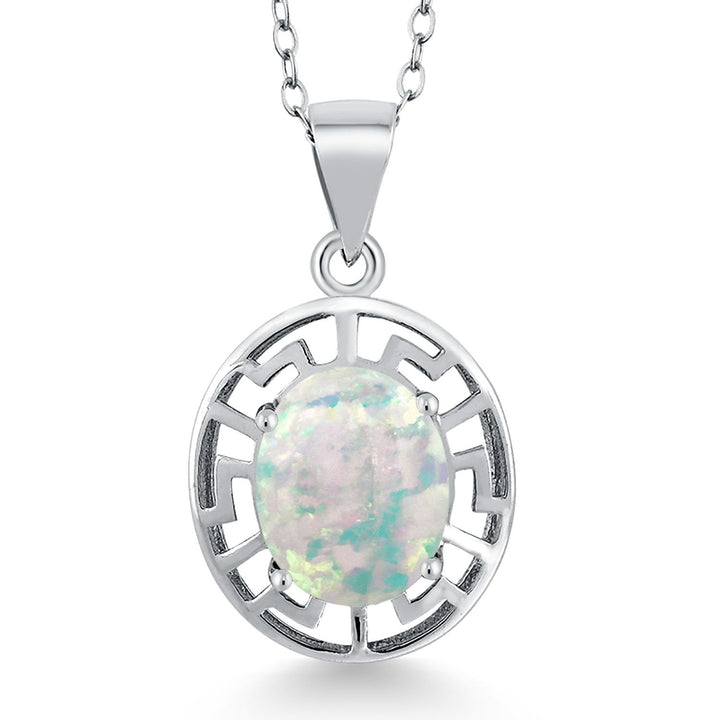 White Opal - October_Pendant in 925 Sterling Silver