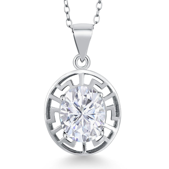 White Moissanite - April_Pendant in 925 Sterling Silver
