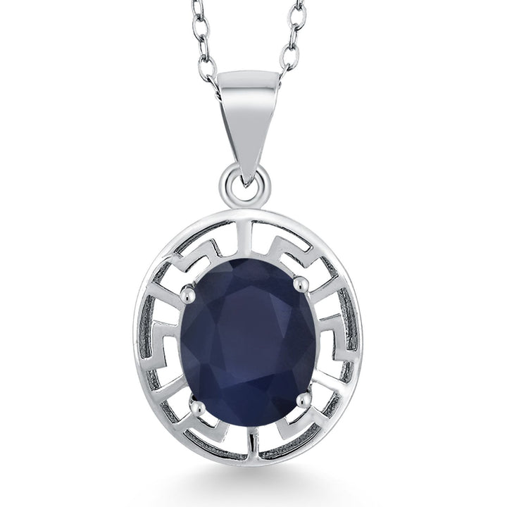 Blue Sapphire - September_Pendant in 925 Sterling Silver
