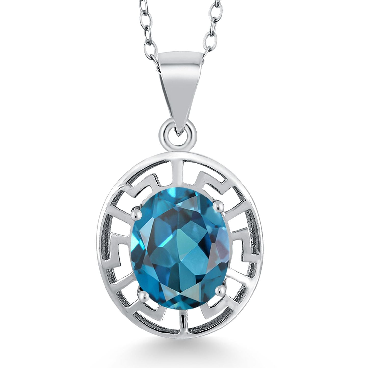 London Blue Topaz - November_Pendant in 925 Sterling Silver