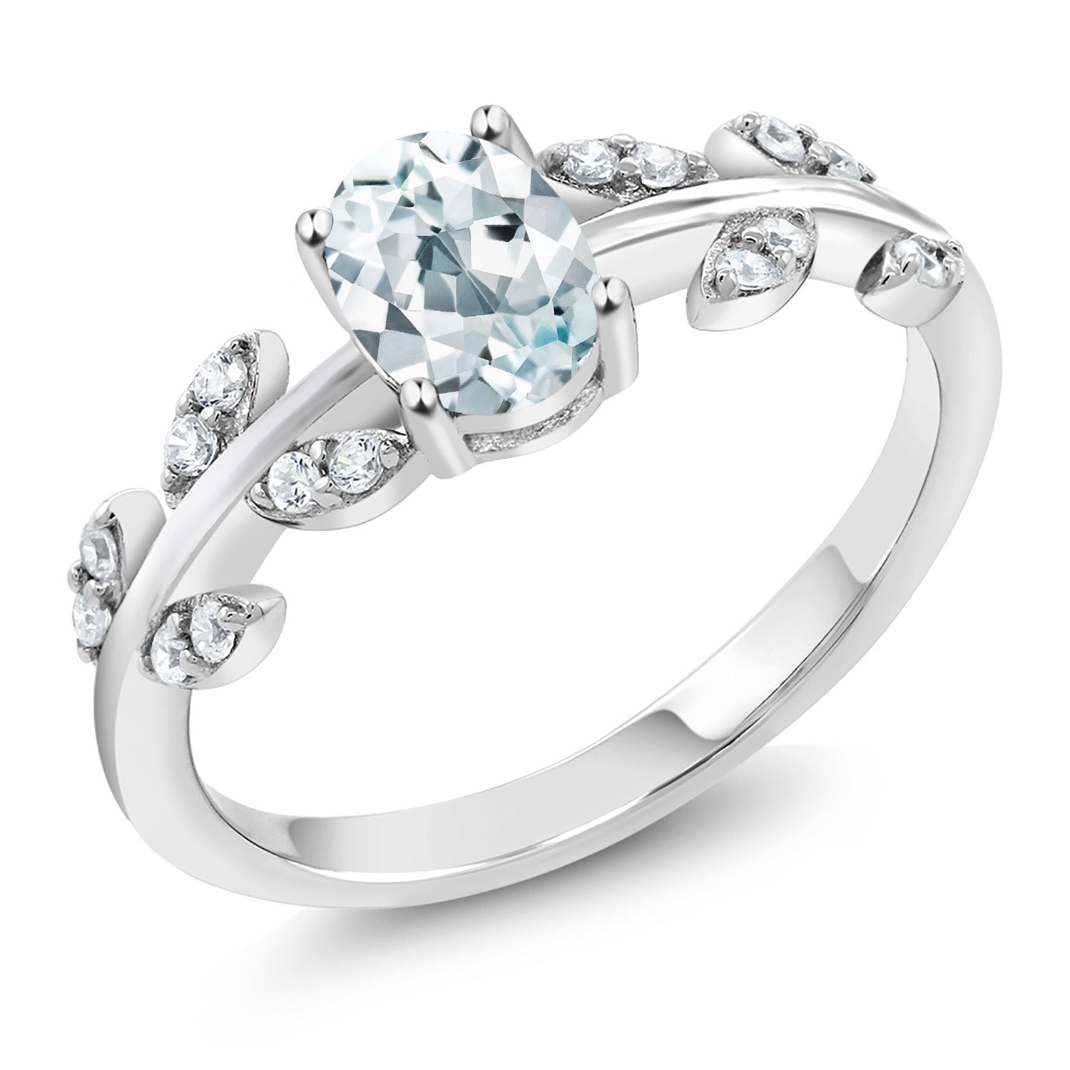 Aquamarine - March_8_Ring in 925 Sterling Silver
