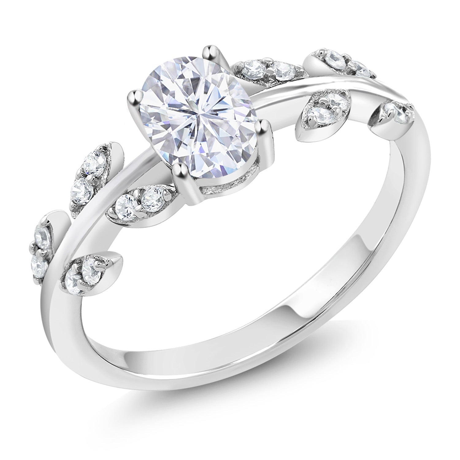 White Moissanite - April_7_Ring in 925 Sterling Silver