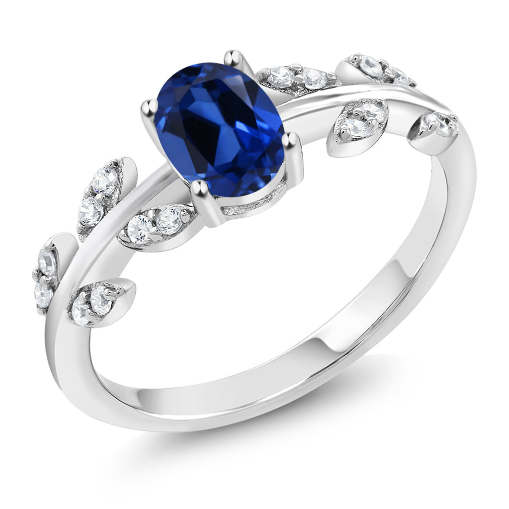 Blue Created Sapphire - September_5_Ring in 925 Sterling Silver