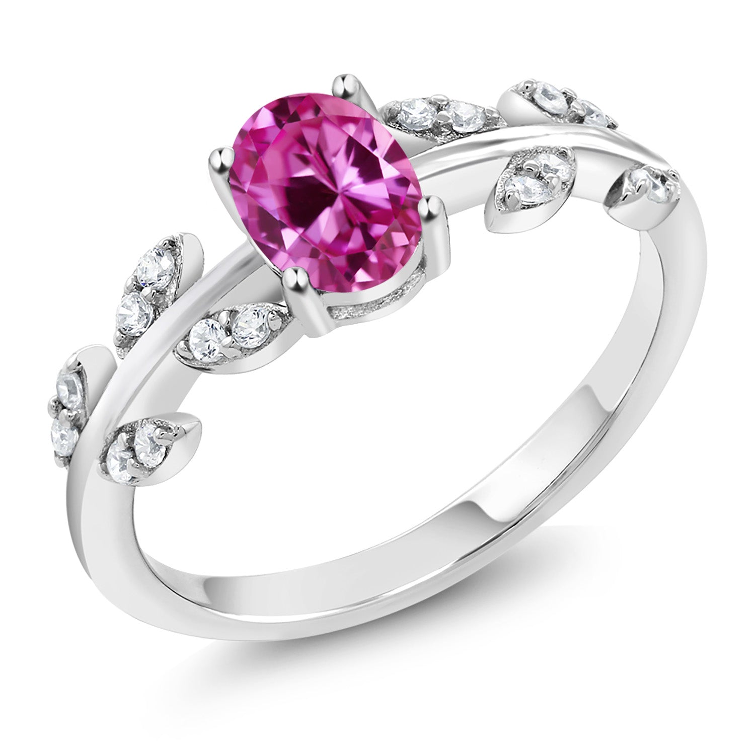 Pink Created Sapphire - September_8_Ring in 925 Sterling Silver
