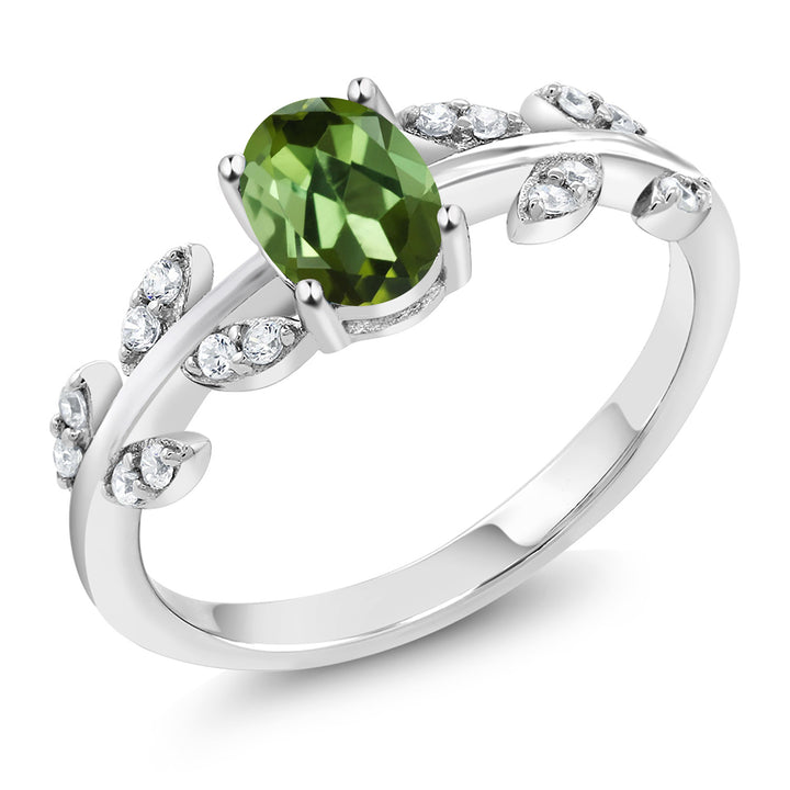 Green Tourmaline - October_8_Ring in 925 Sterling Silver