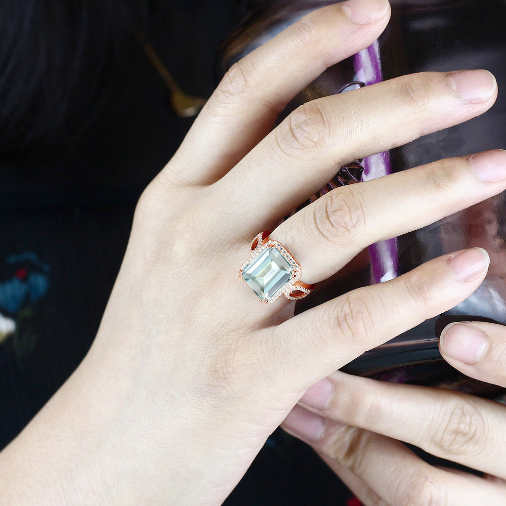 Simulated Aquamarine and Zirconia_5_Ring in 925 Rose Gold Plated Silver