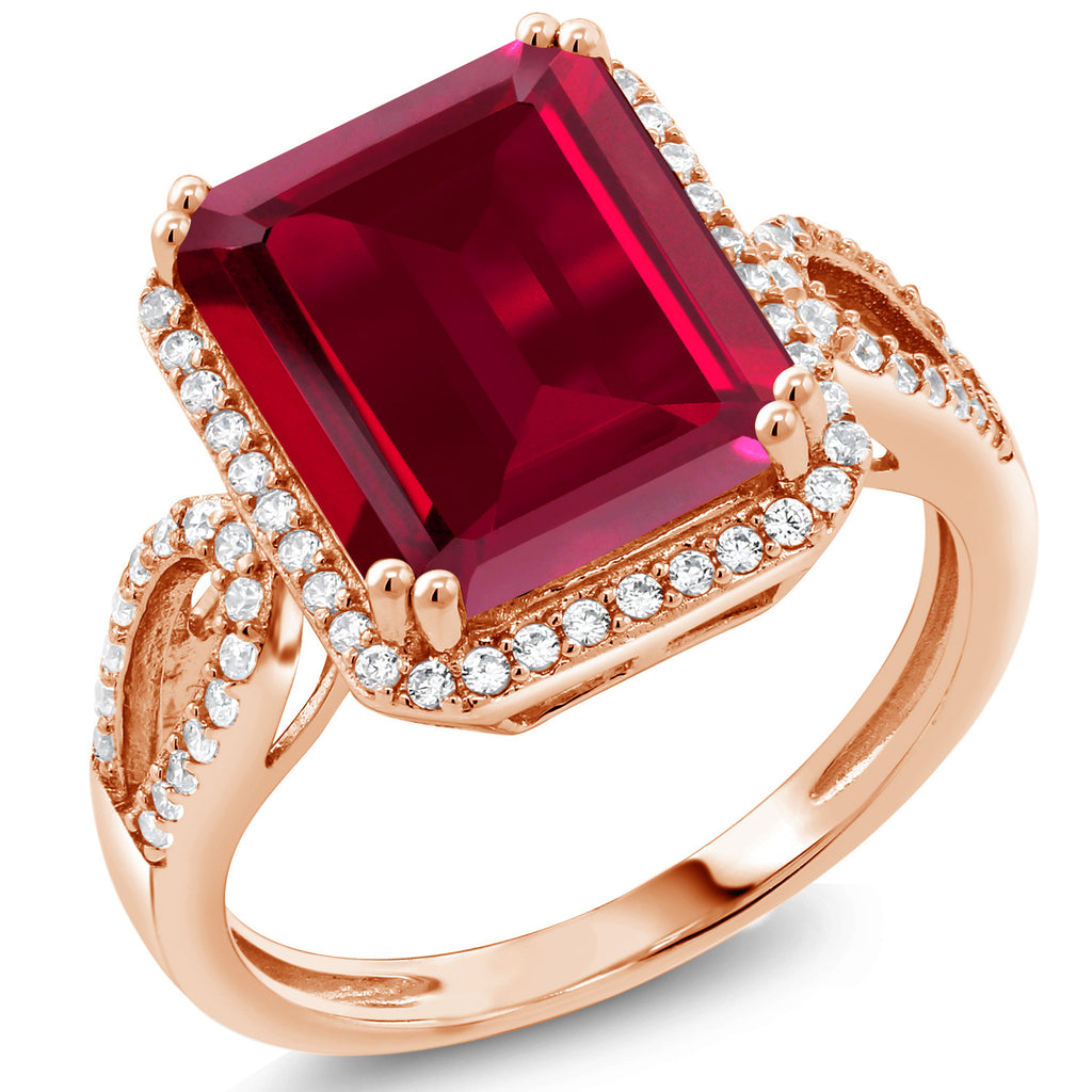 Created Ruby - July_7_Ring in 925 Rose Gold Plated Silver
