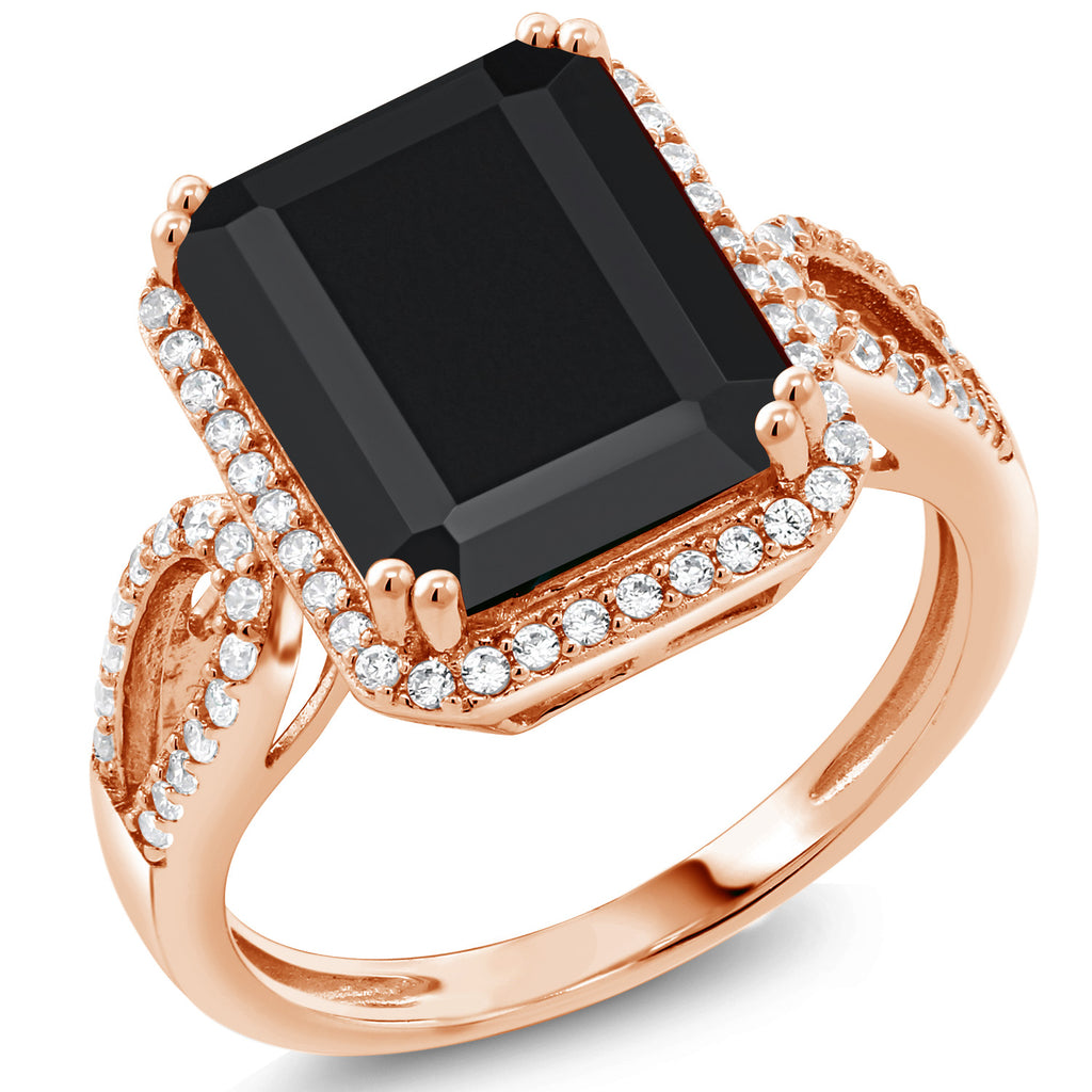 Onyx - December_7_Ring in 925 Rose Gold Plated Silver