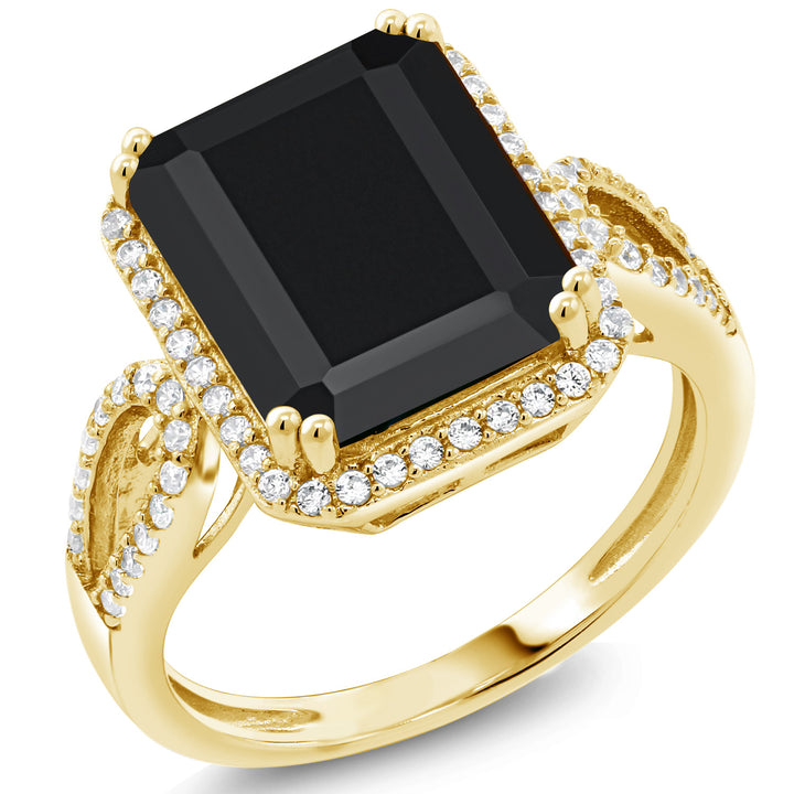 Onyx - December_5_Ring in 925 Yellow Gold Plated Silver
