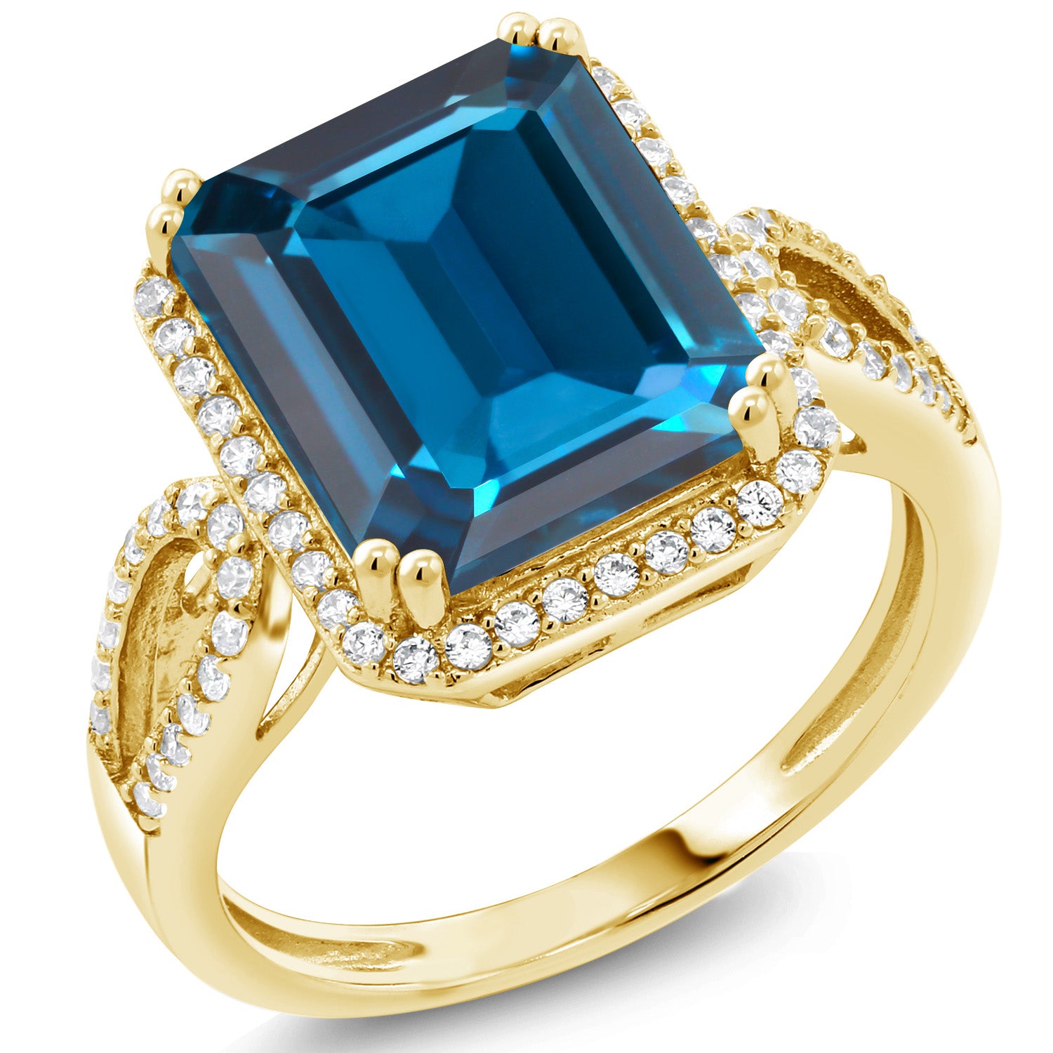 London Blue Topaz - November_5_Ring in 925 Yellow Gold Plated Silver