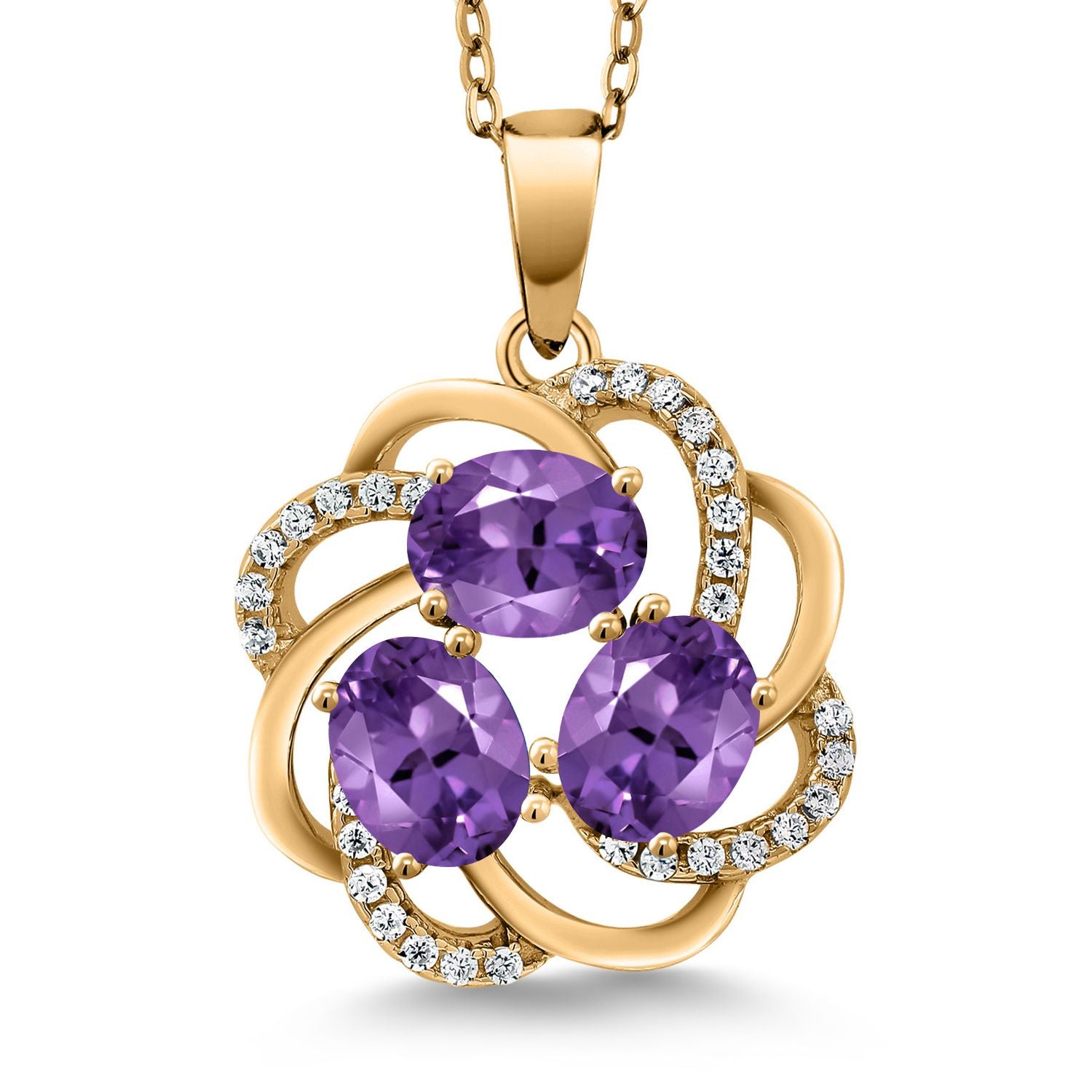 Amethyst - February_Pendant in 925 Yellow Gold Plated Silver
