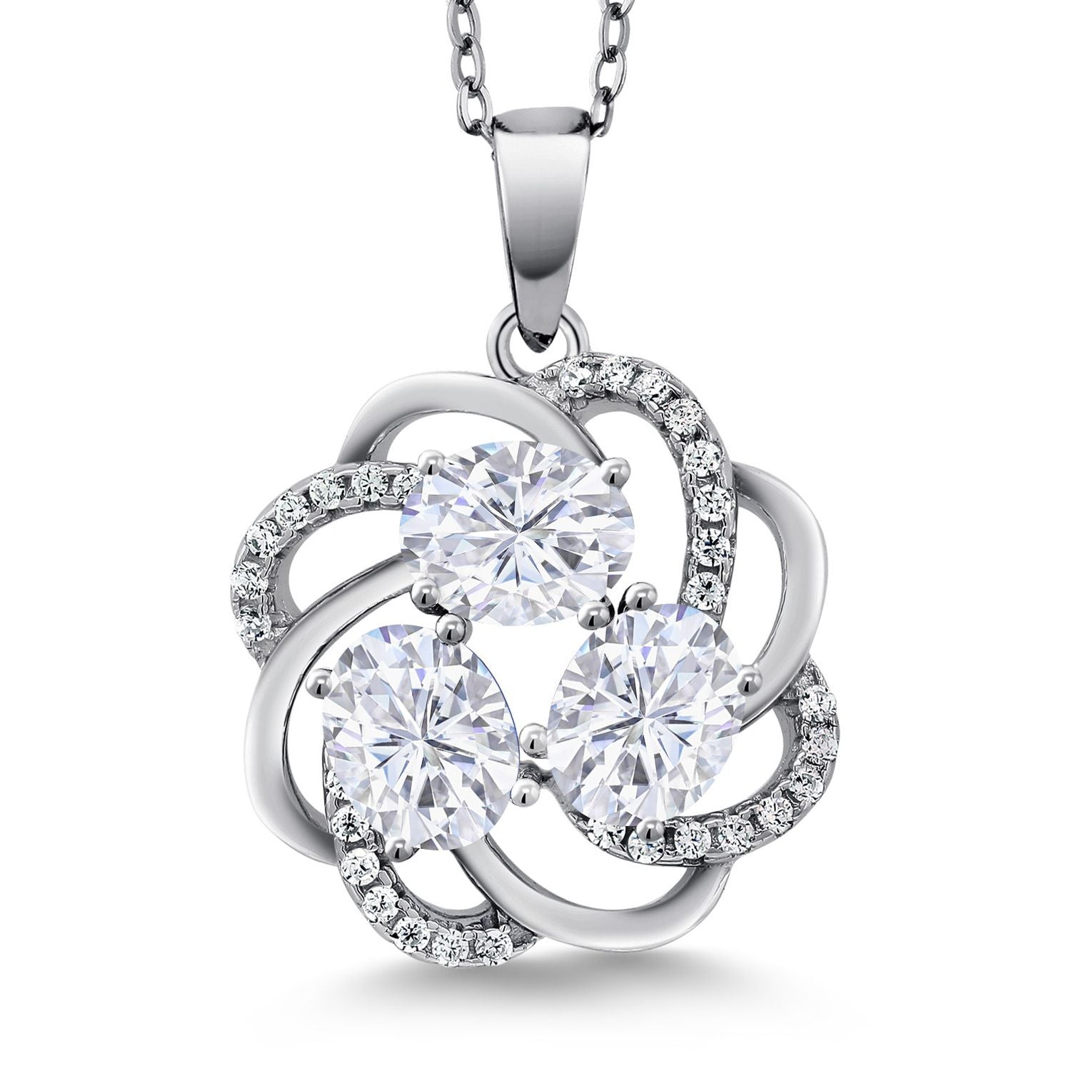 White Moissanite - April_Pendant in 925 Sterling Silver