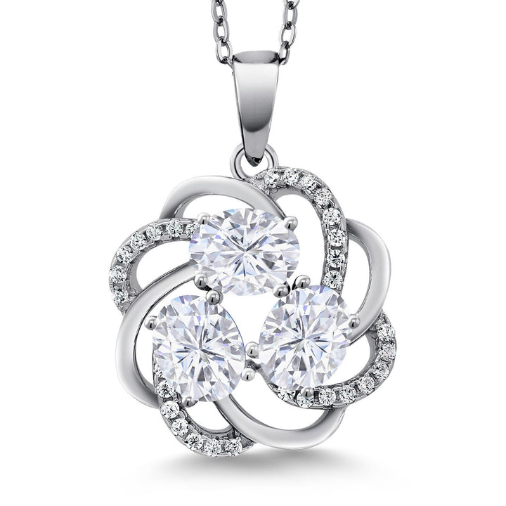 White Moissanite - April_Pendant in 925 Sterling Silver