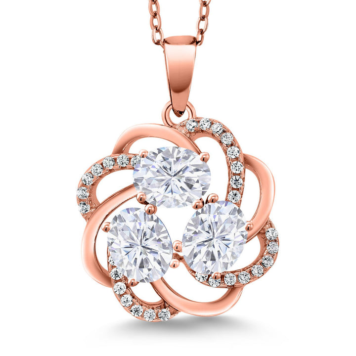 White Moissanite - April_Pendant in 925 Rose Gold Plated Silver