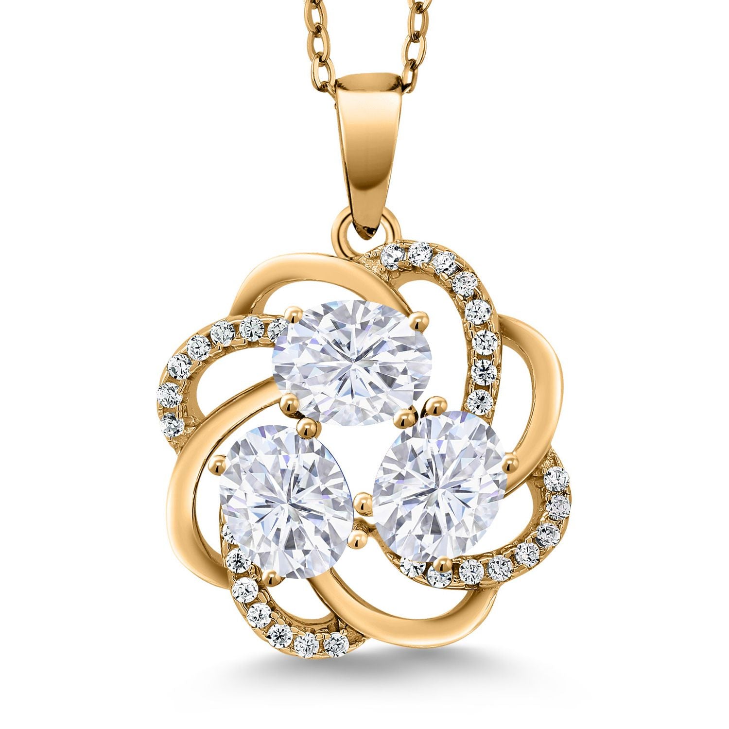 White Moissanite - April_Pendant in 925 Yellow Gold Plated Silver