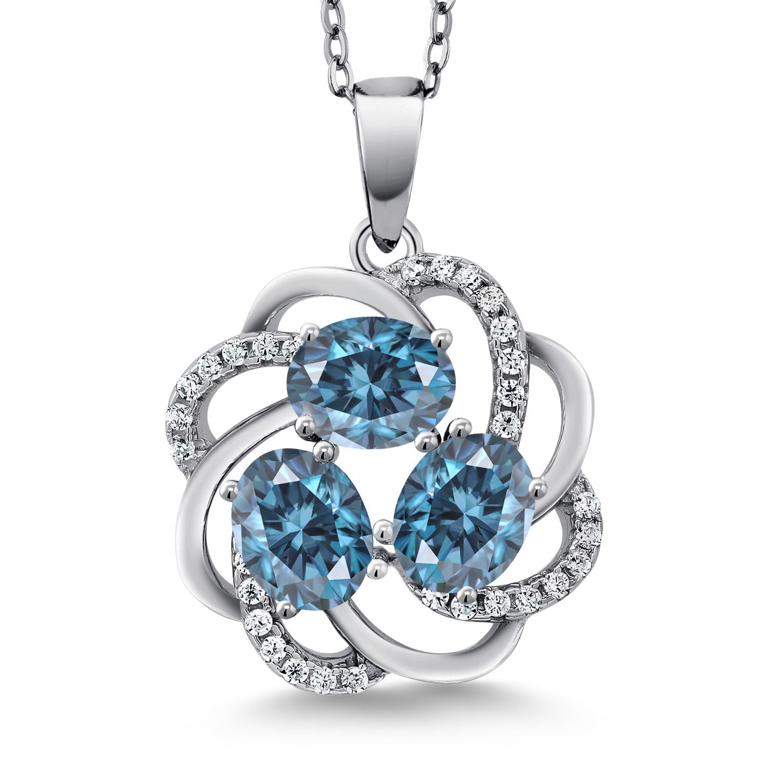 Persian Blue Moissanite - April_Pendant in 925 Sterling Silver